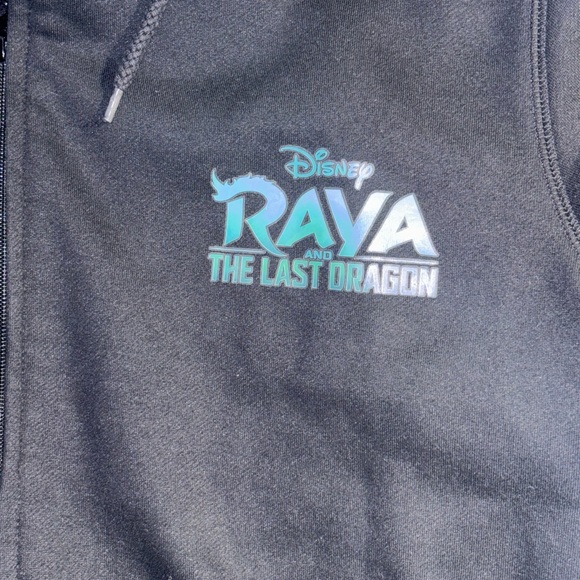 Disney Raya The Last Dragon Black Zip Up Sweatshirt Teal Lined Hood - Picture 3 of 8